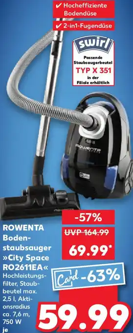 Kaufland ROWENTA Bodenstaubsauger City Space RO2611EA Angebot