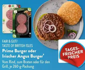 Aldi Süd FAIR & GUT/ TASTE OF BRITISH ISLES Prime Burger oder Irischer Angus Burger Angebot