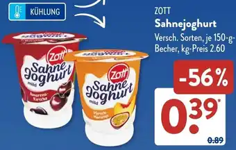 Aldi Süd ZOTT Sahnejoghurt Angebot