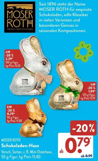 Aldi Süd MOSER ROTH Schokoladen-Hase Angebot