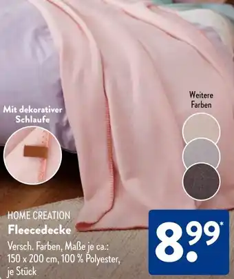 Aldi Süd HOME CREATION Fleecedecke Angebot