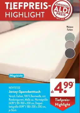 Aldi Süd NOVITESSE Jersey-Spannbetttuch Angebot