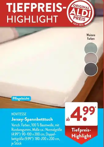 Aldi Süd NOVITESSE Jersey-Spannbetttuch Angebot