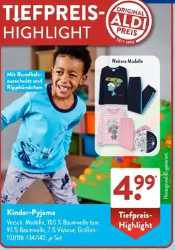 Aldi Süd Kinder-Pyjama Angebot