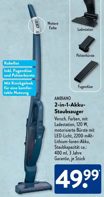 Aldi Süd AMBIANO 2-in-1-Akku Staubsauger Angebot