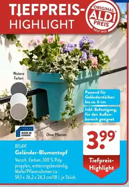 Aldi Süd BELAVI Geländer-Blumentopf Angebot