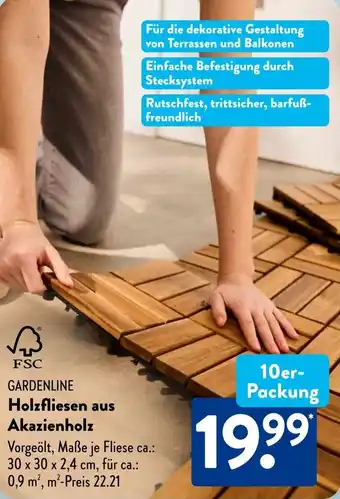 Aldi Süd GARDENLINE Holzfliesen aus Akazienholz Angebot