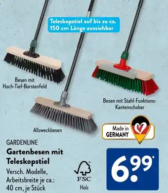 Aldi Süd GARDENLINE Gartenbesen mit Teleskopstiel Angebot