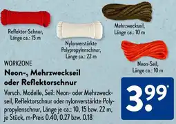 Aldi Süd WORKZONE Neon-, Mehrzweckseil oder Reflektorschnur Angebot