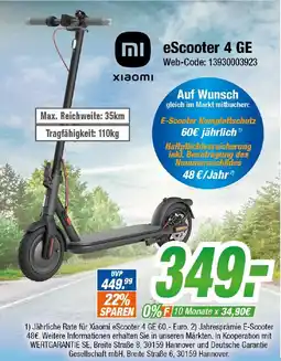 Expert Klein xiaomi eScooter 4 GE Angebot