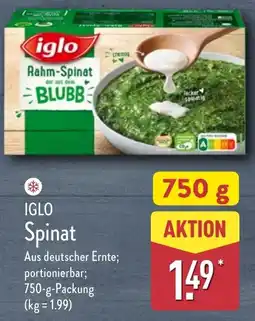 Aldi Nord IGLO Spinat Angebot