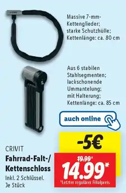 Lidl CRIVIT Fahrrad-Falt-/ Kettenschloss Angebot