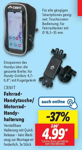 Lidl CRIVIT Fahrrad- Handytasche/ Motorrad- Handy- halterung Angebot