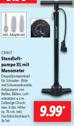 Lidl CRIVIT Standluft- pumpe XL mit Manometer Angebot