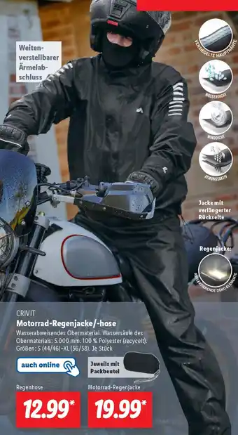 Lidl CRIVIT Motorrad-Regenjacke/-hose Angebot