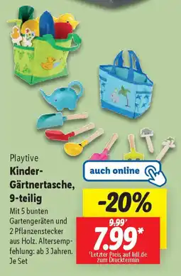 Lidl Playtive Kinder- Gärtnertasche, 9-teilig Angebot