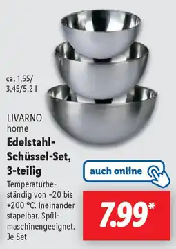 Lidl LIVARNO home Edelstahl- Schüssel-Set, 3-teilig Angebot