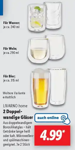 Lidl LIVARNO home 2 Doppel- wandige Gläser Angebot