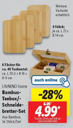 Lidl LIVARNO home Bambus- Teebox/- Schneide- bretter-Set Angebot