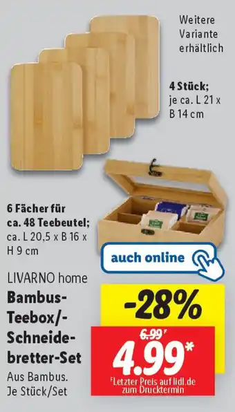 Lidl LIVARNO home Bambus- Teebox/- Schneide- bretter-Set Angebot