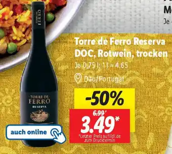 Lidl Torre de Ferro Reserva DOC, Rotwein, trocken Angebot