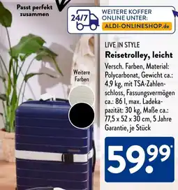 Aldi Süd LIVE IN STYLE Reisetrolley, leicht Angebot