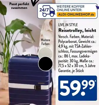 Aldi Süd LIVE IN STYLE Reisetrolley, leicht Angebot