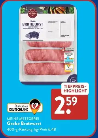 Aldi Süd MEINE METZGEREI Grobe Bratwurst Angebot