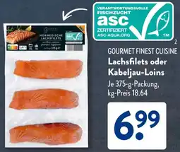 Aldi Süd GOURMET FINEST CUISINE Lachsfilets oder Kabeljau-Loins Angebot