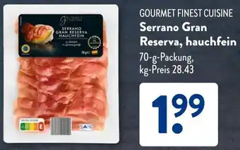 Aldi Süd GOURMET FINEST CUISINE Serrano Gran Reserva, hauchfein Angebot