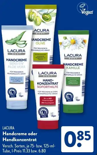 Aldi Süd LACURA Handcreme oder Handkonzentrat Angebot