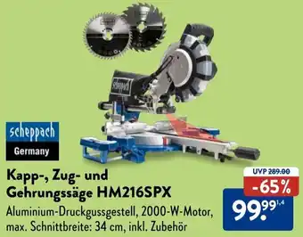 Aldi Süd Scheppach Kapp-, Zug- und Gehrungssäge HM216SPX Angebot