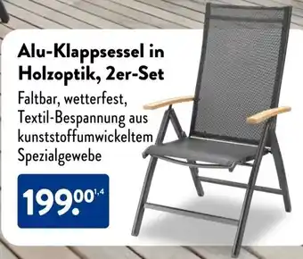 Aldi Süd Alu-Klappsessel in Holzoptik, 2er-Set Angebot