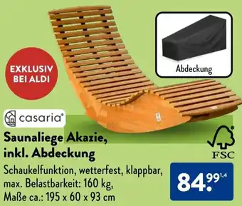 Aldi Süd Casaria Saunaliege Akazie, inkl. Abdeckung Angebot