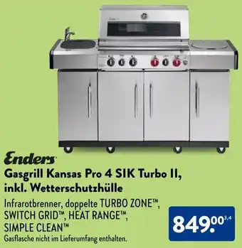 Aldi Süd Enders Gasgrill Kansas Pro 4 SIK Turbo II, inkl. Wetterschutzhülle Angebot