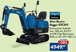 Aldi Süd Scheppach Mini-Benzin Bagger EXC815 Angebot