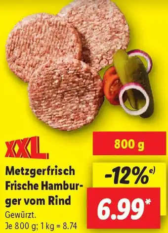 Lidl Metzgerfrisch Frische Hamburger vom Rind Angebot