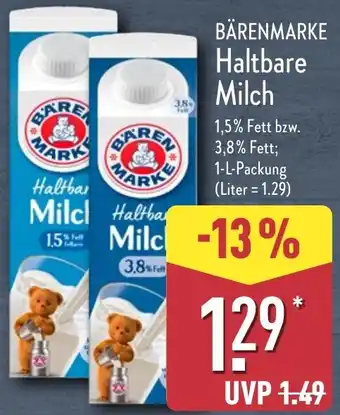 Aldi Nord BÄRENMARKE Haltbare Milch Angebot