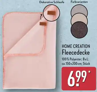 Aldi Nord HOME CREATION Fleecedecke Angebot