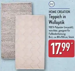 Aldi Nord HOME CREATION Teppich in Wolloptik Angebot