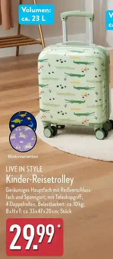 Aldi Nord LIVE IN STYLE Kinder-Reisetrolley Angebot