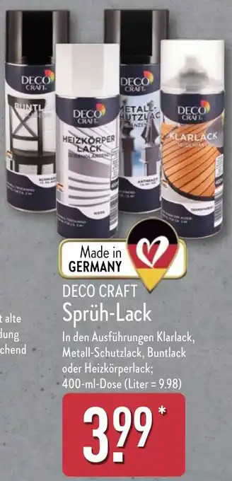 Aldi Nord DECO CRAFT Sprüh-Lack Angebot