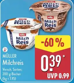 Aldi Nord MÜLLER Milchreis Angebot