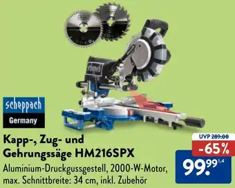 Aldi Nord Scheppach Kapp-, Zug- und Gehrungssäge HM216SPX Angebot