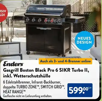 Aldi Nord Enders Gasgrill Boston Black Pro 6 SIKR Turbo II, inkl. Wetterschutzhülle Angebot