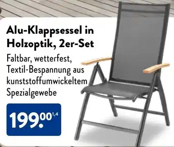 Aldi Nord Alu-Klappsessel in Holzoptik, 2er-Set Angebot