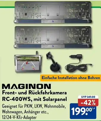 Aldi Nord MAGINON Front- und Rückfahrkamera RC-400WS, mit Solarpanel Angebot