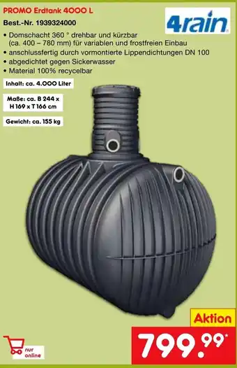 Netto Marken-Discount 4rain Promo Erdtank 4000L Angebot