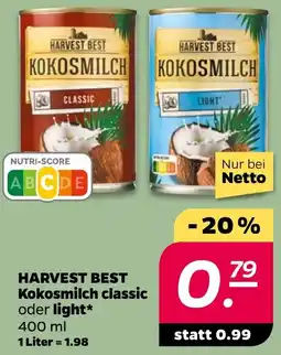 NETTO HARVEST BEST Kokosmilch classic oder light Angebot