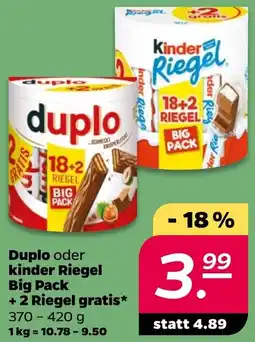 NETTO Duplo oder kinder Riegel Big Pack Angebot